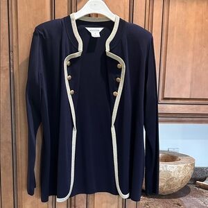 Misook Navy Blazer with Gold Trim